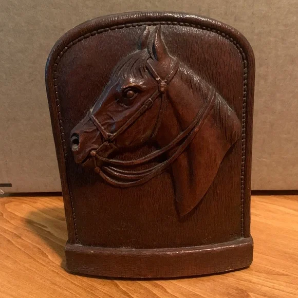 Vintage Brown 1940s Syroco Wood Horse Head Bookend Set of 2…2nd One Just Found! - Picture 2 of 16